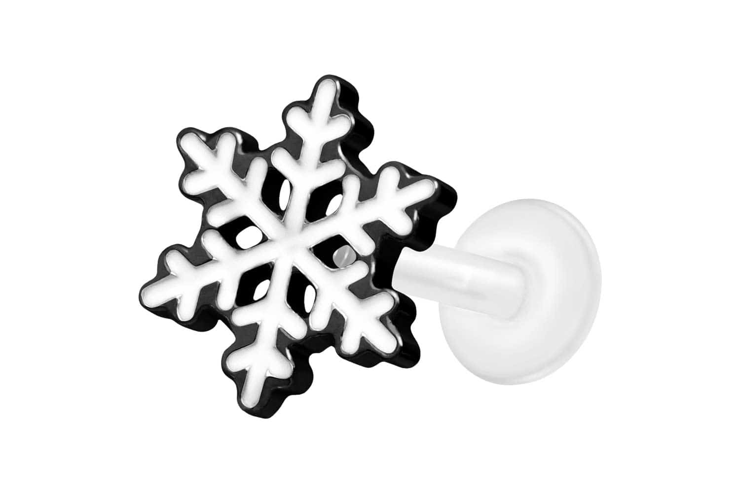 PTFE Labret Piercing mit Innengewinde + Titan-Aufsatz SCHNEEFLOCKE